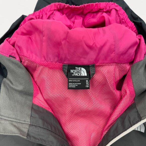 The North Face Black Gray hooded Dryvent Windbreaker Jacket Girls Youth XL 18 - Picture 4 of 13